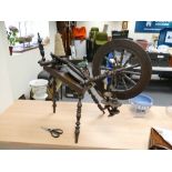 Antique spinning wheel: with various attatchments