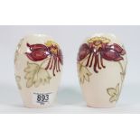 Moorcroft pair vases in the Columbine design,
