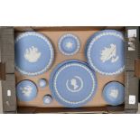 Wedgwood Blue Jasperware Christmas plates & similar trinket boxes: