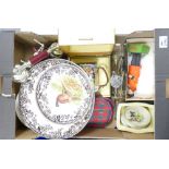 A mixed collection of items to include: Spode Bowls, Dial Telephone,