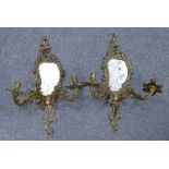 Brass Regency Style Mirror backed Wall Sconces(2):