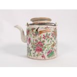 19th Century Famille Rose patterned Teapot: height 14cm