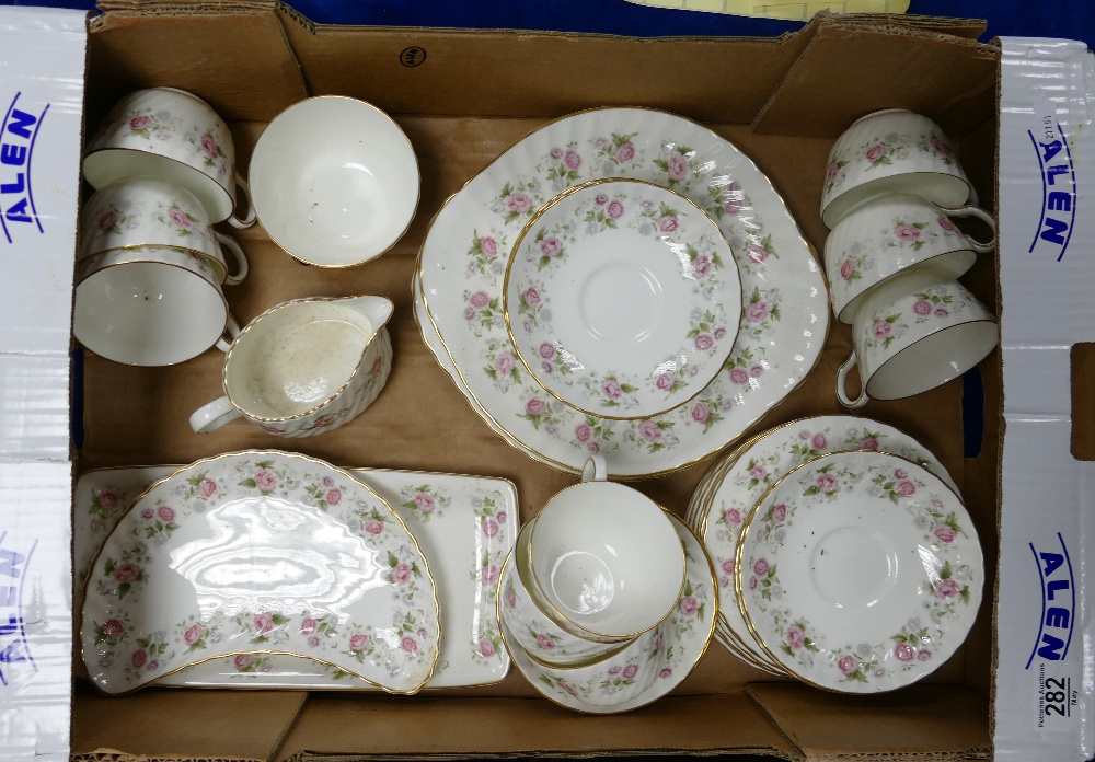 A collection of Minton Sprint Bouquet Tea ware to include: cake plates, side plates, cups ,