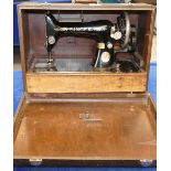 Cased Singer Hand Wind sewing machine: