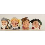 Royal Doulton Small Character Jugs: Veteran Motorist D6637, Don Quixote D6460,