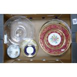 A mixed collection of items to include: Aynsley Gilded Wall Plates,