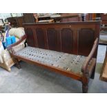 19th Century Mahogany framed Settle: 107cm height x 186cm length x 86cm depth