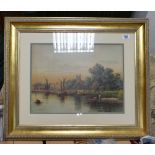 S Bowers framed watercolour titled Isleworth: 35 x 48cm