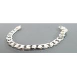 Heavy sterling silver bracelet: Weight 20g, wearable length 21 cm, width of link 10mm.