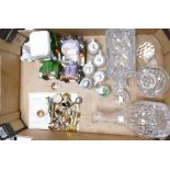 A mixed collection of items to include: lead Crystal Decanters, novelty glass items,