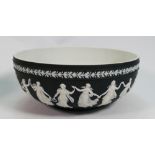 Wedgwood black dip jasper ware dancing hours prestige bowl: diameter 26cm.