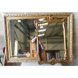 Gilt Framed Wall Mirror: together with smaller similar item(2)