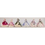 Coalport Small Lady figures from the Fairest Flowers series to include: Rose, Iris, poppy, Holly,