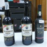 Two bottles of sherry: (1 litre) together with a bottle of Warre's port 75cl (2)