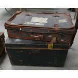 Distressed leather Suitcase: together with similar earlier trunk(2)