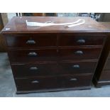 Georgian Mahogany Chest of 5 drawers : cotton beaded drawers with later handles, width 113cm,