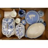 A mixed collection of items to include: Wedgwood Jasperware, Royal Doulton Commemorative items,