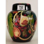 Moorcroft Queens Choice patterned Ginger Jar: red dot seconds,