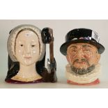 Royal Doulton Large Character Jugs: Anne Boleyn D6644 and Beefeater D6206(2)