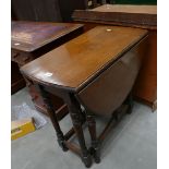 Oak Gate Leg Table: length 76cm