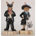 Royal Doulton Bunnykins figures Pearly King DB411 & Pearly Girl DB412 : For collectors club(2)