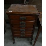 Edwardian Mahogany Music 6 Drawer Music Cabinet: width 50cm,