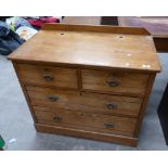 19th Century Ash Chest of 4 drawers: 2 holes noted to top, height 80cm,