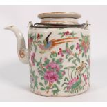 19th Century Famille Rose patterned Teapot: height 14cm,