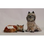 A Sylvac model of a curled fox: together with a West Highland Terrier 3417 (2)
