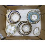 A mixed collection of ceramics to include: Noritake floral and jeweled gild decorated trios,