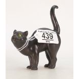 Wedgwood Black Basalt model of a Cat: With green glass eyes,