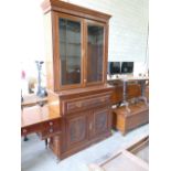 Victorian Walnut Secretaire Book Case: with glazed doors