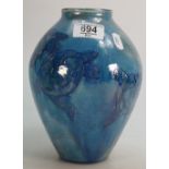 Lisa B Moorcroft hand thrown blue vase: with turtle decoration.