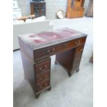 Reproduction 3 part Knee hole desk: with leather top