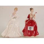 Royal Doulton Lady Figures Flower of Love HN3970 and Dennis HN2477(2):