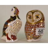 Royal Crown Derby Paperweight: Owl & Puffin,