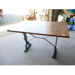 Reproduction cast iron oblong pub table: 75cm height x 120cm width x 68cm depth