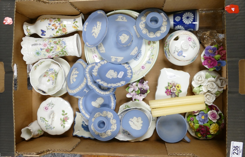 A mixed collection of items to include: Wedgwood Blue Jasper items,