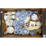 A mixed collection of items to include: Wedgwood Blue Jasper items,