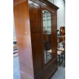 Edwardian Inlaid Mahogany Wardrobe: with mirror door, width 126cm,