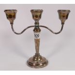 Hall marked Silver Filled Candlestick: 482g gross weight