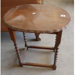 Small 1920's Oak Barley Twist Table: