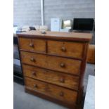 Victorian Birch Chest of 5 Drawers: width 115, depth 51,