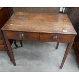 Georgian Oak 2 Drawer Side table: width 77cm,