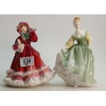 Royal Doulton Lady figures Fair Lady HN2193 & Christmas time HN2110(2)