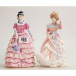 Royal Doulton Lady Figure Diane HN3604 and Sharon HN3603: both with Collectors club backstamp(2)