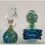 Mid Century Mdina Art Glass Figures to include: Seahorse Piece paperweight and smaller perfume