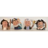 Royal Doulton Small Character Jugs to include: Benjamin Franklin D6695, Sanco Panca D6461,