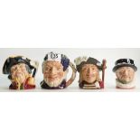 Royal Doulton Small Character jugs: Bacchus D6505, Town Crier D6537,