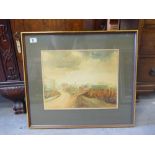 Local Interest Framed Water Colour: View of Chebsy Near Eccleshall signed R Sheldon 1985